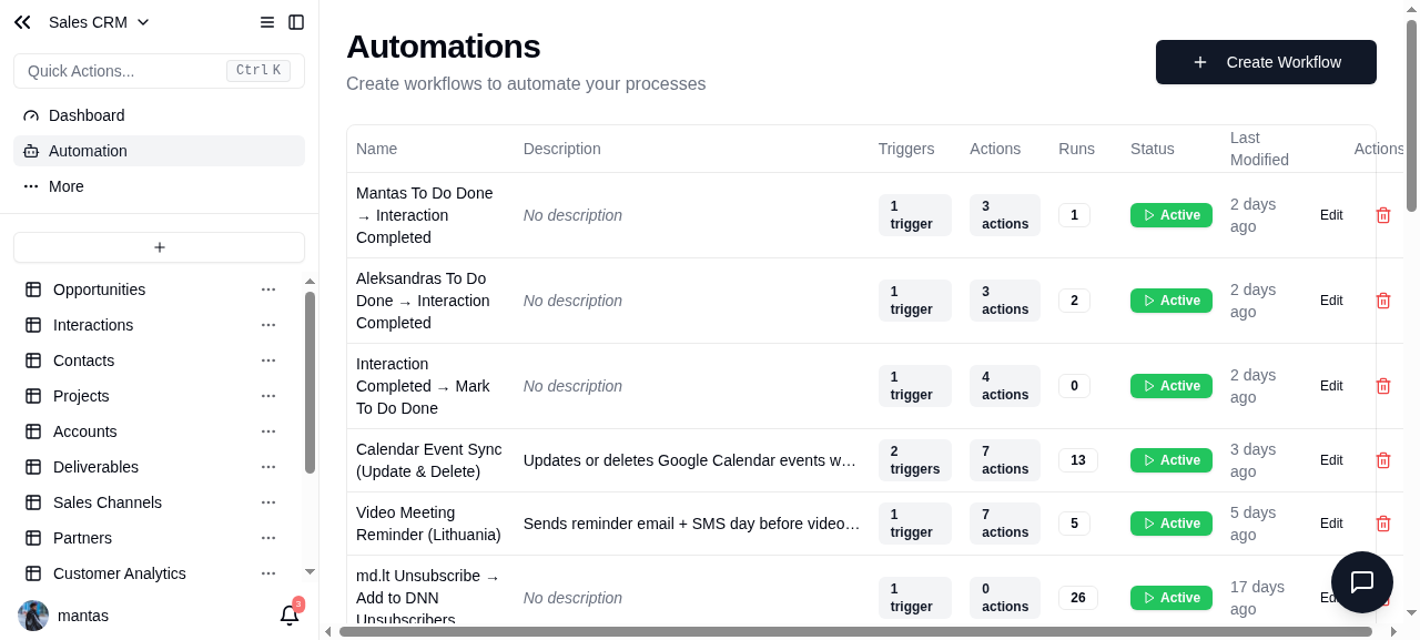 Automation list