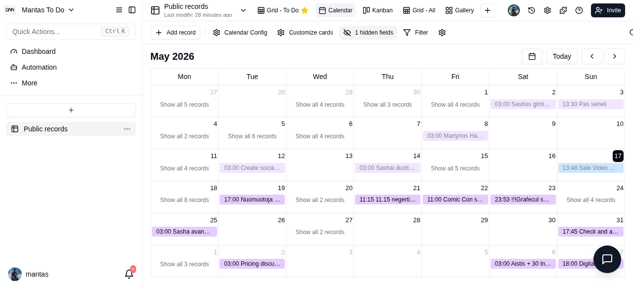 Calendar view