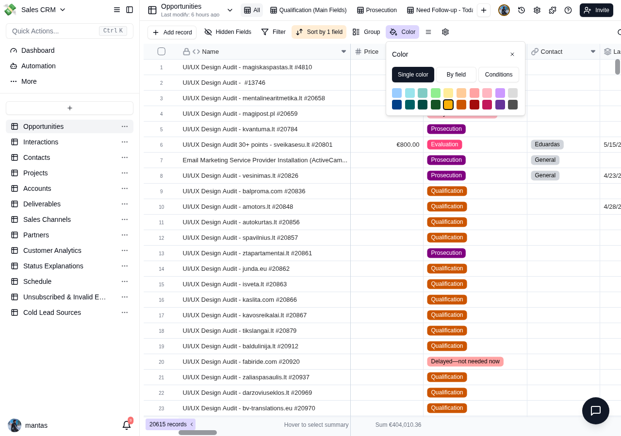 Color configuration