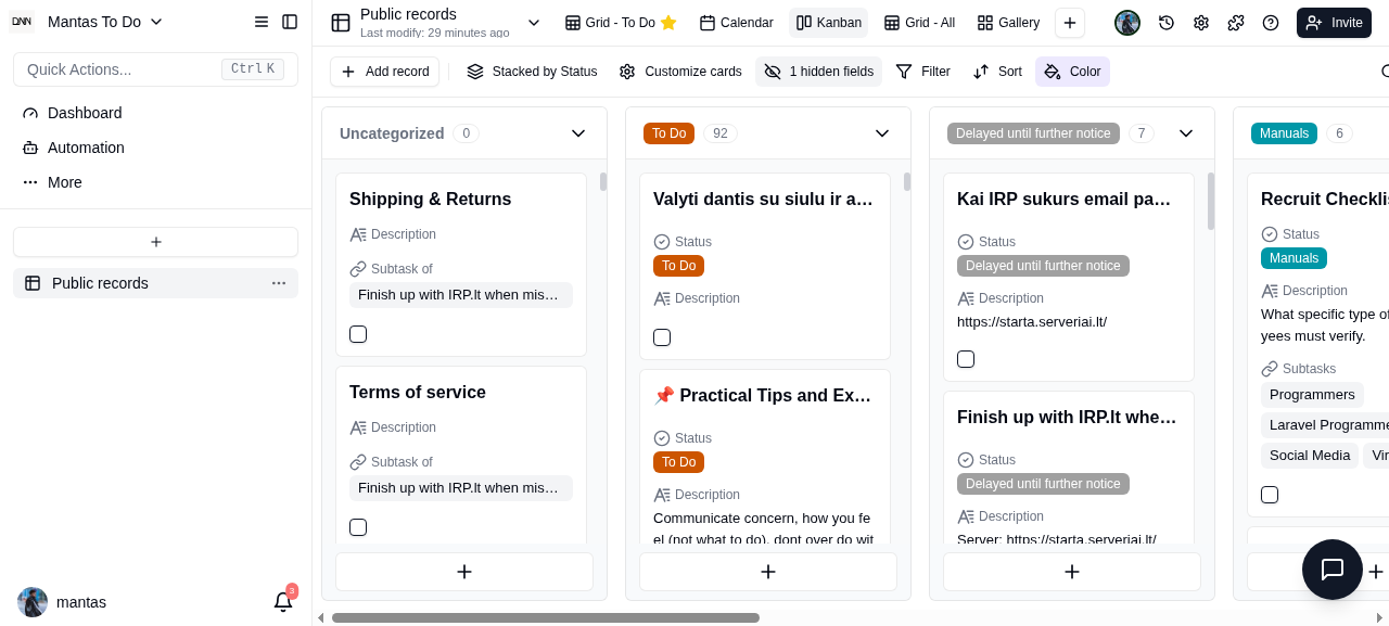 Kanban view